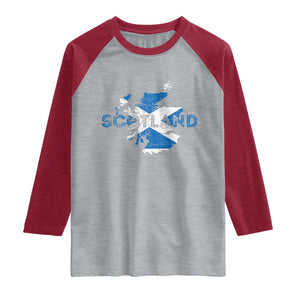 Scotland Map Saltire Flag Scottish Heritage Raglan Shirt Vintage Country Pride
