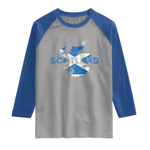 Scotland Map Saltire Flag Scottish Heritage Raglan Shirt Vintage Country Pride