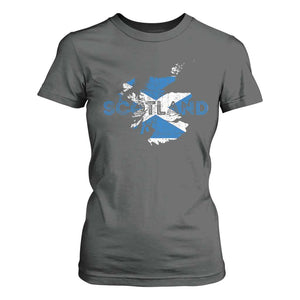 Scotland Map Saltire Flag Scottish Heritage T Shirt For Women Vintage Country Pride