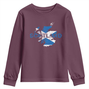Scotland Map Saltire Flag Scottish Heritage Youth Sweatshirt Vintage Country Pride