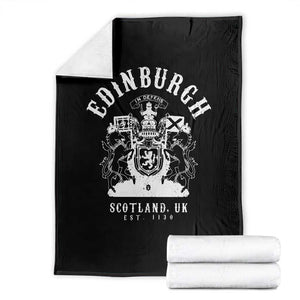 Edinburgh Scotland UK Est 1130 Throw Blanket Royal Coat of Arms In Defens Historic Crest Graphic