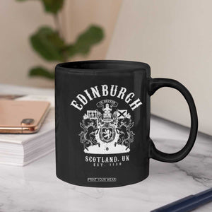 Edinburgh Scotland UK Est 1130 Coffee Mug Royal Coat of Arms In Defens Historic Crest Graphic