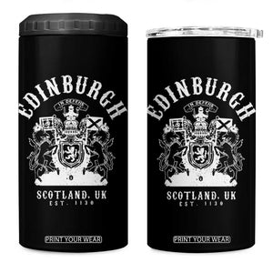 Edinburgh Scotland UK Est 1130 4 in 1 Can Cooler Tumbler Royal Coat of Arms In Defens Historic Crest Graphic