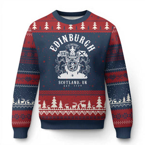 Edinburgh Scotland UK Est 1130 Ugly Christmas Sweater Royal Coat of Arms In Defens Historic Crest Graphic