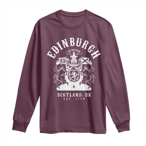 Edinburgh Scotland UK Est 1130 Long Sleeve Shirt Royal Coat of Arms In Defens Historic Crest Graphic