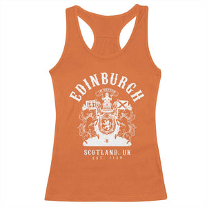 Edinburgh Scotland UK Est 1130 Racerback Tank Top Royal Coat of Arms In Defens Historic Crest Graphic
