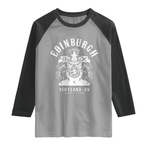 Edinburgh Scotland UK Est 1130 Raglan Shirt Royal Coat of Arms In Defens Historic Crest Graphic