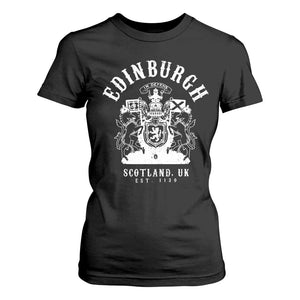 Edinburgh Scotland UK Est 1130 T Shirt For Women Royal Coat of Arms In Defens Historic Crest Graphic