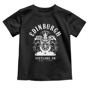 Edinburgh Scotland UK Est 1130 Toddler T Shirt Royal Coat of Arms In Defens Historic Crest Graphic