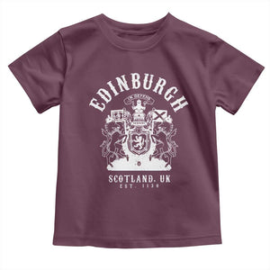 Edinburgh Scotland UK Est 1130 Toddler T Shirt Royal Coat of Arms In Defens Historic Crest Graphic