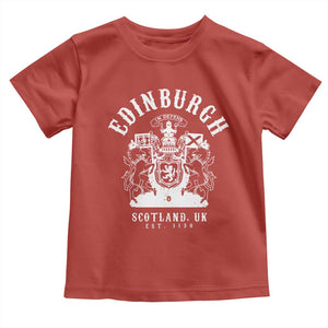 Edinburgh Scotland UK Est 1130 Toddler T Shirt Royal Coat of Arms In Defens Historic Crest Graphic