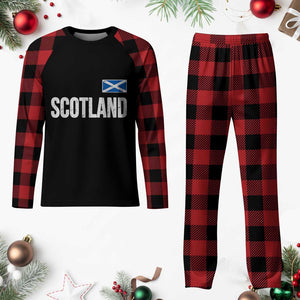 Scotland Saltire Flag Minimalist Athletic College Style Plaid Pajama Set