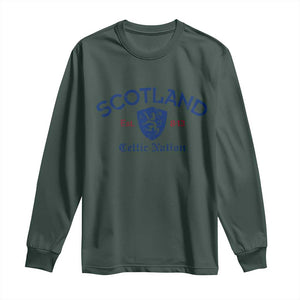 Scotland Celtic Nation Est 843 Long Sleeve Shirt Lion Rampant Shield Patriotic Scottish Heritage