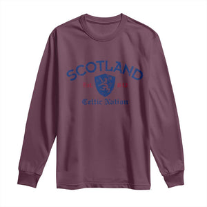 Scotland Celtic Nation Est 843 Long Sleeve Shirt Lion Rampant Shield Patriotic Scottish Heritage