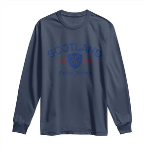Scotland Celtic Nation Est 843 Long Sleeve Shirt Lion Rampant Shield Patriotic Scottish Heritage