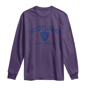 Scotland Celtic Nation Est 843 Long Sleeve Shirt Lion Rampant Shield Patriotic Scottish Heritage