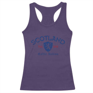Scotland Celtic Nation Est 843 Racerback Tank Top Lion Rampant Shield Patriotic Scottish Heritage