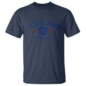 Scotland Celtic Nation Est 843 T Shirt Lion Rampant Shield Patriotic Scottish Heritage
