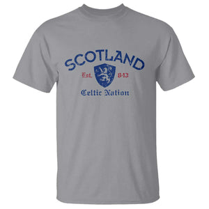 Scotland Celtic Nation Est 843 T Shirt Lion Rampant Shield Patriotic Scottish Heritage