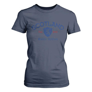 Scotland Celtic Nation Est 843 T Shirt For Women Lion Rampant Shield Patriotic Scottish Heritage