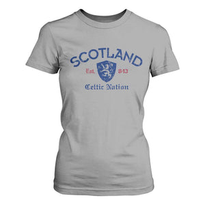 Scotland Celtic Nation Est 843 T Shirt For Women Lion Rampant Shield Patriotic Scottish Heritage