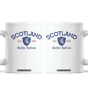 Scotland Celtic Nation Est 843 Coffee Mug Lion Rampant Shield Patriotic Scottish Heritage