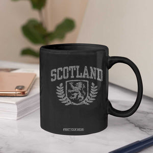 Scotland Lion Rampant Distressed Crest Coffee Mug Scottish Heritage Monochrome Laurel Wreath Vintage Graphic