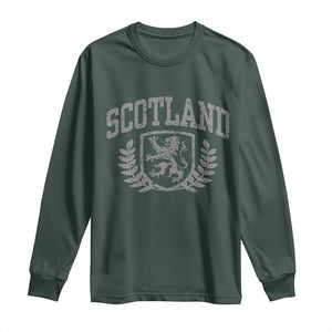 Scotland Lion Rampant Distressed Crest Long Sleeve Shirt Scottish Heritage Monochrome Laurel Wreath Vintage Graphic