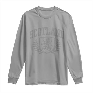 Scotland Lion Rampant Distressed Crest Long Sleeve Shirt Scottish Heritage Monochrome Laurel Wreath Vintage Graphic