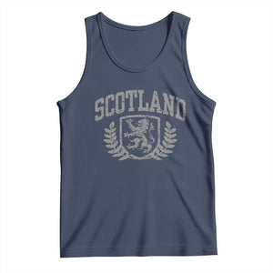 Scotland Lion Rampant Distressed Crest Tank Top Scottish Heritage Monochrome Laurel Wreath Vintage Graphic