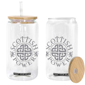 Scottish Power Celtic Knotwork Shield Emblem Glass Can Traditional Tribal Heritage Scottish Pride