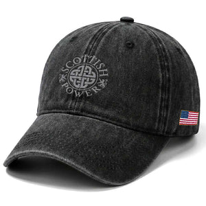 Scottish Power Celtic Knotwork Shield Emblem Washed Cotton Baseball Cap Traditional Tribal Heritage Scottish Pride