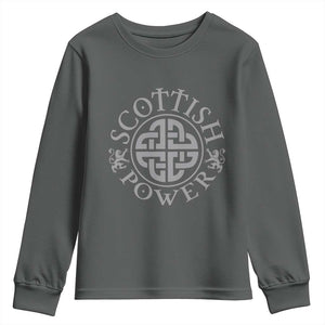 Scottish Power Celtic Knotwork Shield Emblem Youth Sweatshirt Traditional Tribal Heritage Scottish Pride
