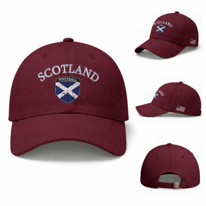 Scotland Football Distressed Shield Saltire Flag Baseball Cap Game Day Sports Soccer Fans