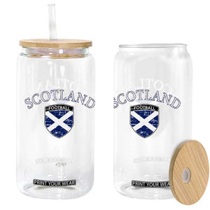 Scotland Football Distressed Shield Saltire Flag Glass Can Game Day Sports Soccer Fans
