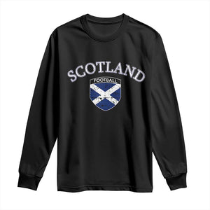 Scotland Football Distressed Shield Saltire Flag Long Sleeve Shirt Game Day Sports Soccer Fans