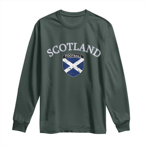 Scotland Football Distressed Shield Saltire Flag Long Sleeve Shirt Game Day Sports Soccer Fans