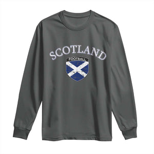 Scotland Football Distressed Shield Saltire Flag Long Sleeve Shirt Game Day Sports Soccer Fans