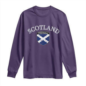 Scotland Football Distressed Shield Saltire Flag Long Sleeve Shirt Game Day Sports Soccer Fans