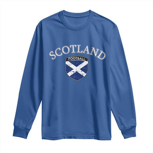 Scotland Football Distressed Shield Saltire Flag Long Sleeve Shirt Game Day Sports Soccer Fans