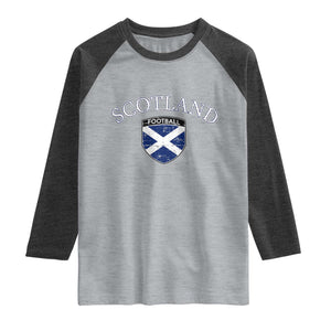 Scotland Football Distressed Shield Saltire Flag Raglan Shirt Game Day Sports Soccer Fans
