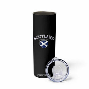 Scotland Football Distressed Shield Saltire Flag Skinny Tumbler Game Day Sports Soccer Fans