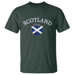 Scotland Football Distressed Shield Saltire Flag T Shirt Game Day Sports Soccer Fans