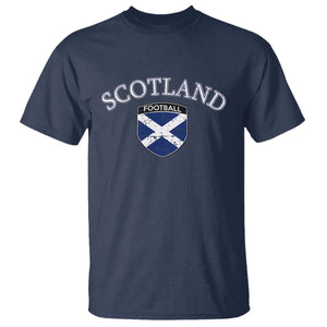 Scotland Football Distressed Shield Saltire Flag T Shirt Game Day Sports Soccer Fans