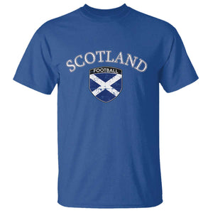 Scotland Football Distressed Shield Saltire Flag T Shirt Game Day Sports Soccer Fans