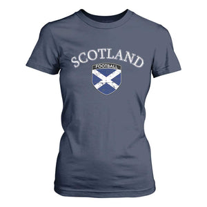 Scotland Football Distressed Shield Saltire Flag T Shirt For Women Game Day Sports Soccer Fans