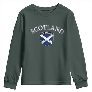 Scotland Football Distressed Shield Saltire Flag Youth Sweatshirt Game Day Sports Soccer Fans