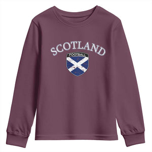 Scotland Football Distressed Shield Saltire Flag Youth Sweatshirt Game Day Sports Soccer Fans