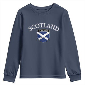 Scotland Football Distressed Shield Saltire Flag Youth Sweatshirt Game Day Sports Soccer Fans