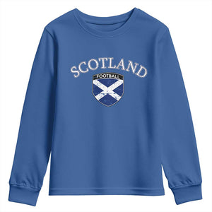 Scotland Football Distressed Shield Saltire Flag Youth Sweatshirt Game Day Sports Soccer Fans